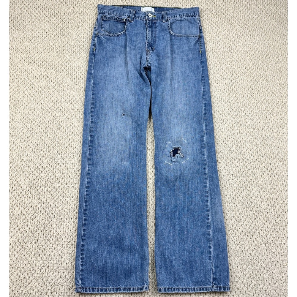 Levis SilverTab Jeans Fits 33x33 Blue True Boot Denim Distressed Whiskered Y2K